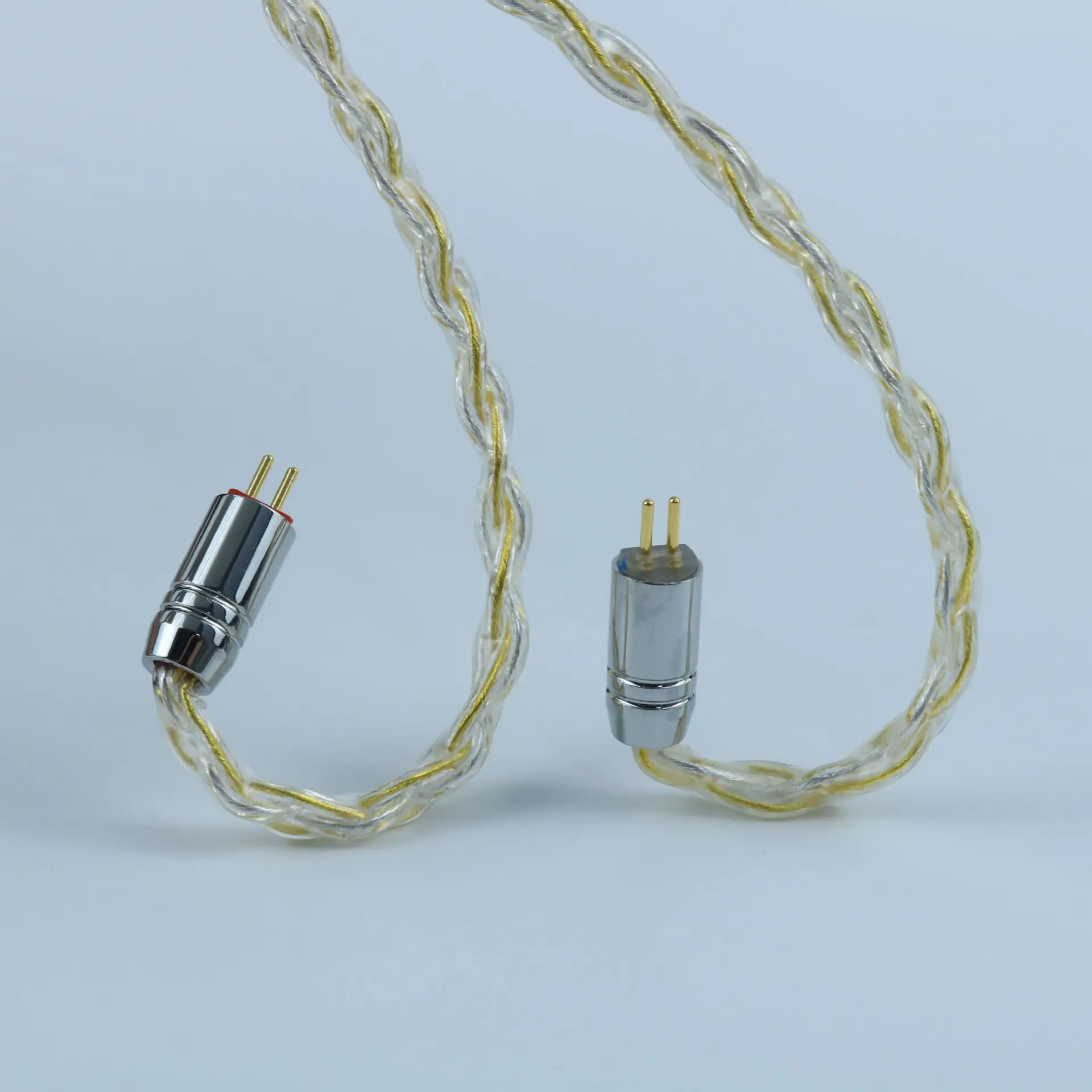 ใหม่ HiFi หูฟังอัพเกรดสาย 24K Gold-Plated Double-Layer ชุบลวด 7N OCC Silver-Plated 8 แกน IEM สาย 4 มม.2Pin