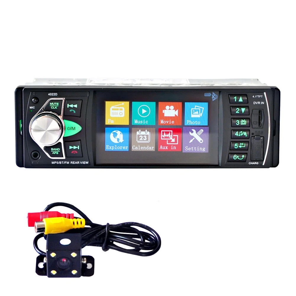 

Car HD 4.1Inch Bluetooth MP5 Player Reversing Screen FM Radio Card Player Universal 4022D+ Reversing Camera