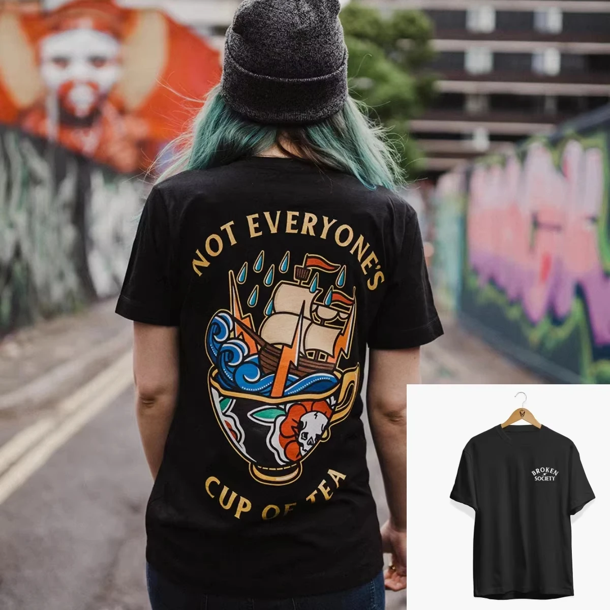 2026 Summer Not Everyone's Cup of Tea Tattoo Art Retro Style Casual T-Shirt Men's and Women's Luxury Brand Top