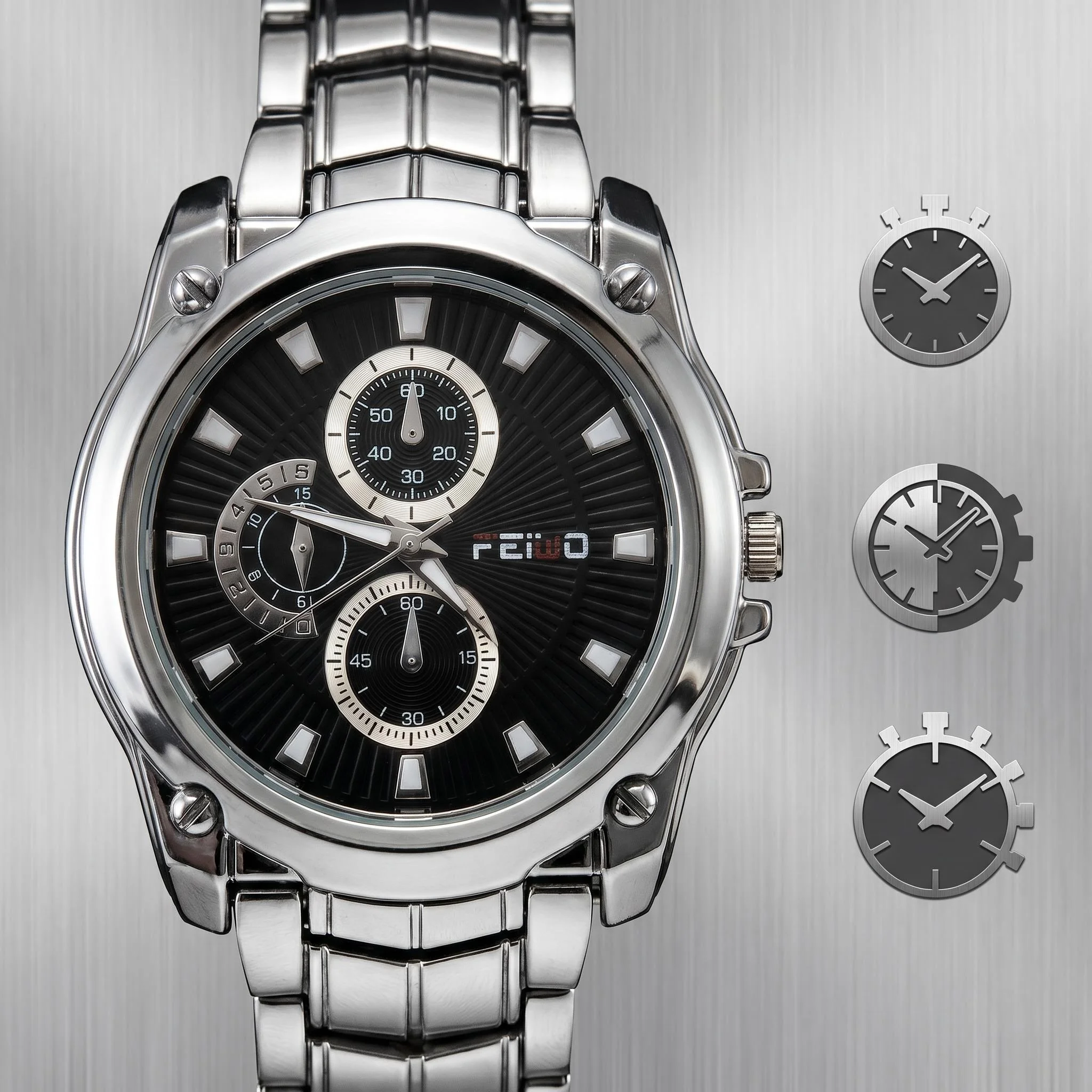 A men's quartz watch with a high-quality stainless steel band, perfect as a birthday gift for men or a Father's Day gift