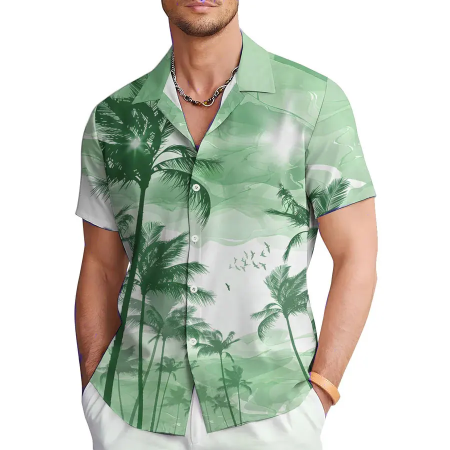

Men's 3D Palm Tree High-Definition Leaf Print Casual Short Sleeved Top Fashion Casual Shirts for Men Loose Oversized Clothing