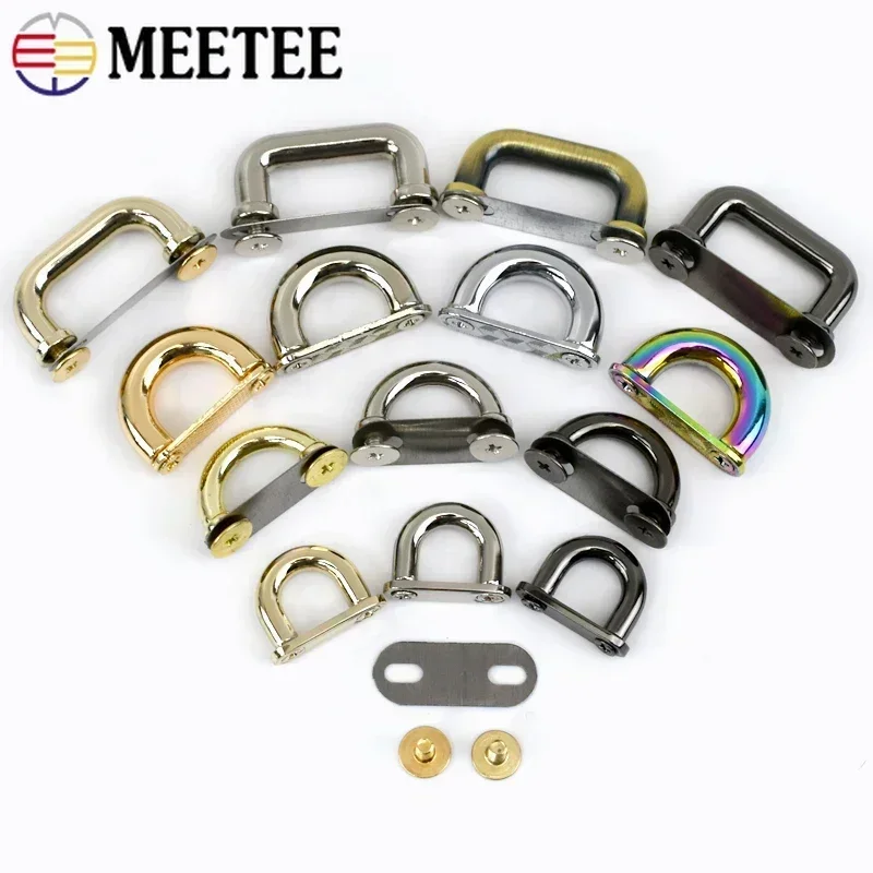 5/10/20Pcs Meetee Metal Arch Bridge Buckle Bag Strap D Ring Hook Handbag Side Clip Handle Connect Screw Clasp Sewing Accessories