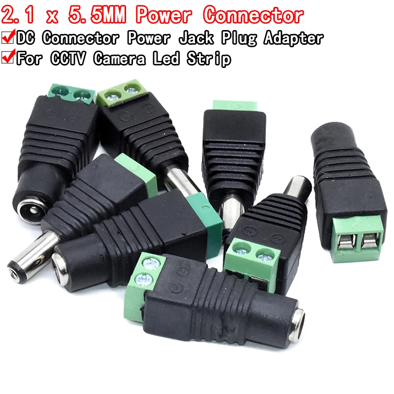 DC-Stecker, Strombuchse, Stecker-Adapter, 5 Paar, 12 V, 5 A, männlich + weiblich, 2,1 x 5,5 mm, Stromanschluss für CCTV-Kamera-LED-Streifen