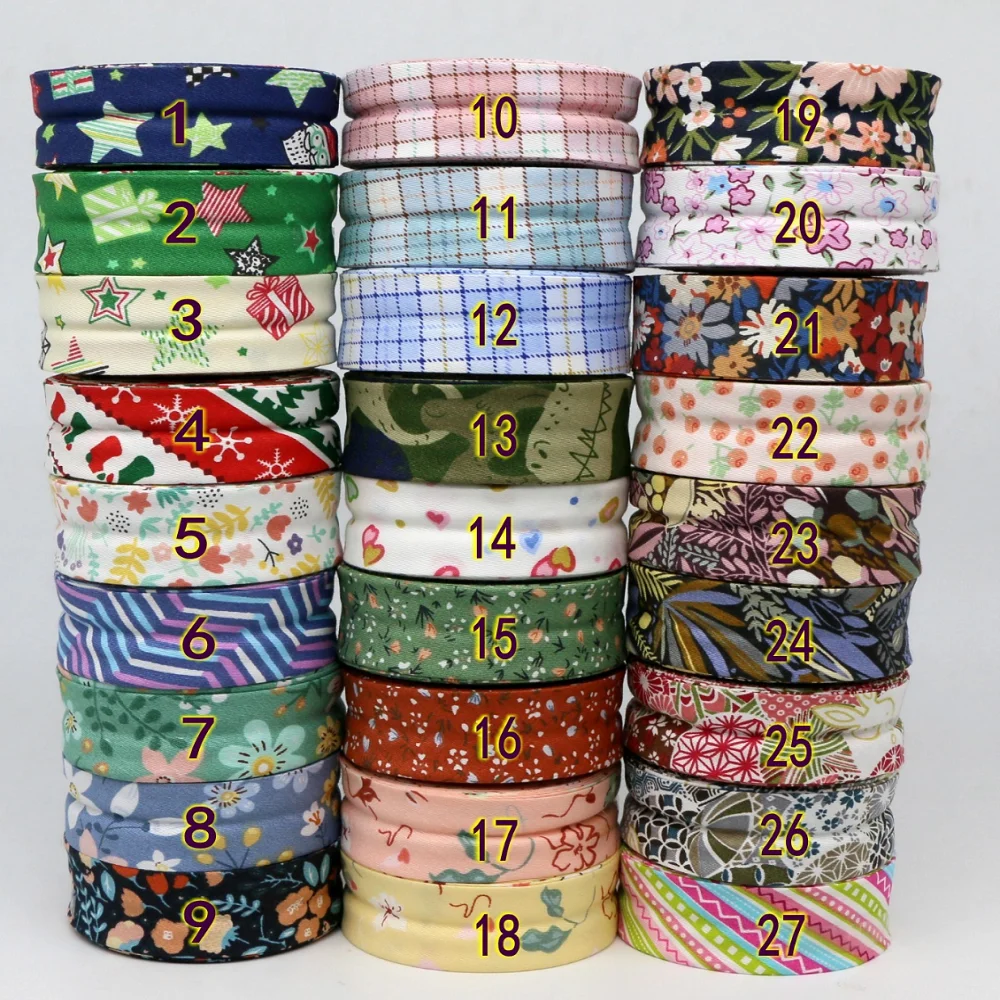 New Cotton Printed Bias Tape Size 25mm Folded Binding Cloth Tape for hom homework House cloth making DIY handmade ribbon