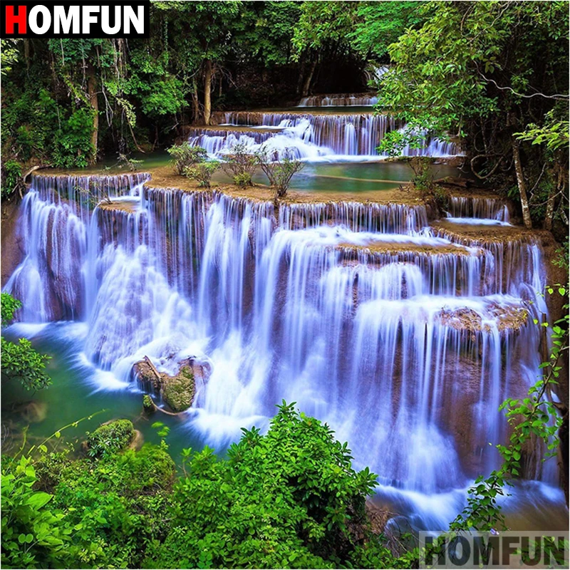 

HOMFUN 5D DIY Diamond Painting Full Square/Round Drill "Waterfall tree" 3D Embroidery Cross Stitch gift Home Decor A02079