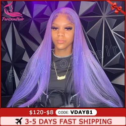 Color Hair Lace Frontal Wigs Light Purple Transparent 13X4 HD Lace Front Wig 250% Density Pre-Pluck Colored 13x6 Human Hair Wigs