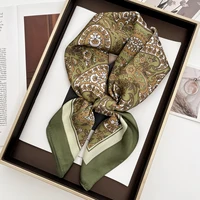 Luxury Design 70cm Satin Square Print Scarf Women Scarves Bandana Hijab Neckerchief Shawl Kerchief Hair Band Foulard Lady 4