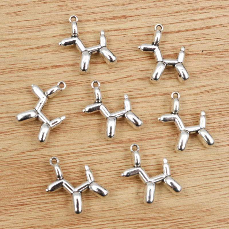 20pcs 19x19mm Antique Silver Plated 3D Dog Chrams Metal Alloy Pendant DIY Charms DIY Jewelry Making Findings