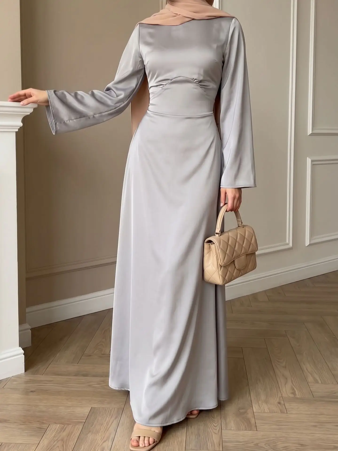 

Dubai Abaya Eid Djellaba Modest Muslim Dress Women Islam Clothing Turkey Kaftan Femme Musulmane Vestidos Jalabiya Caftan Robe