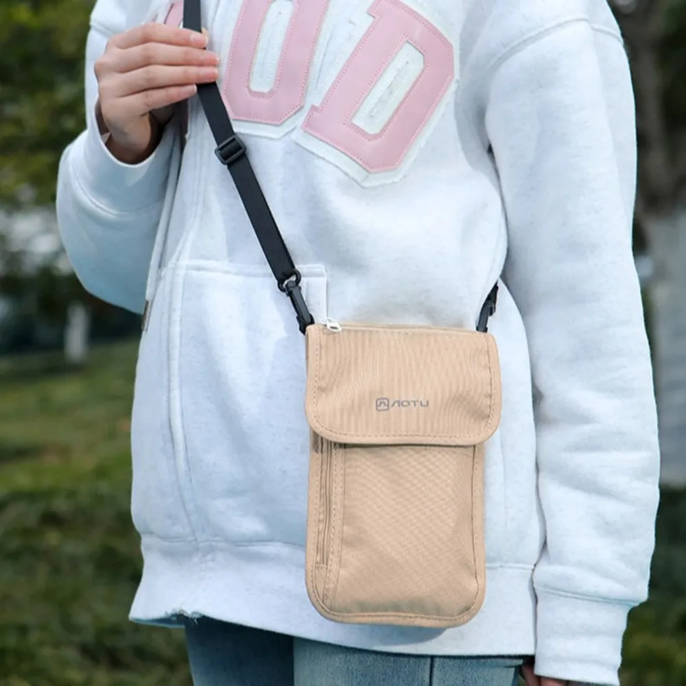 Travel Accessories Travel Wallet Khaki Black Nylon Travel Neck Pouch Ticket Holder Zipper Family Passport Holder