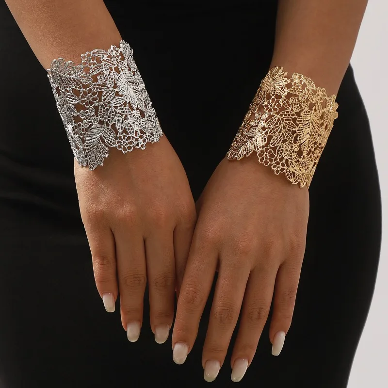 

B3280 Модный бутик: Элитные украшения в стиле холодного ветра, женский браслет с широким кружевным краем и ажурными вставками