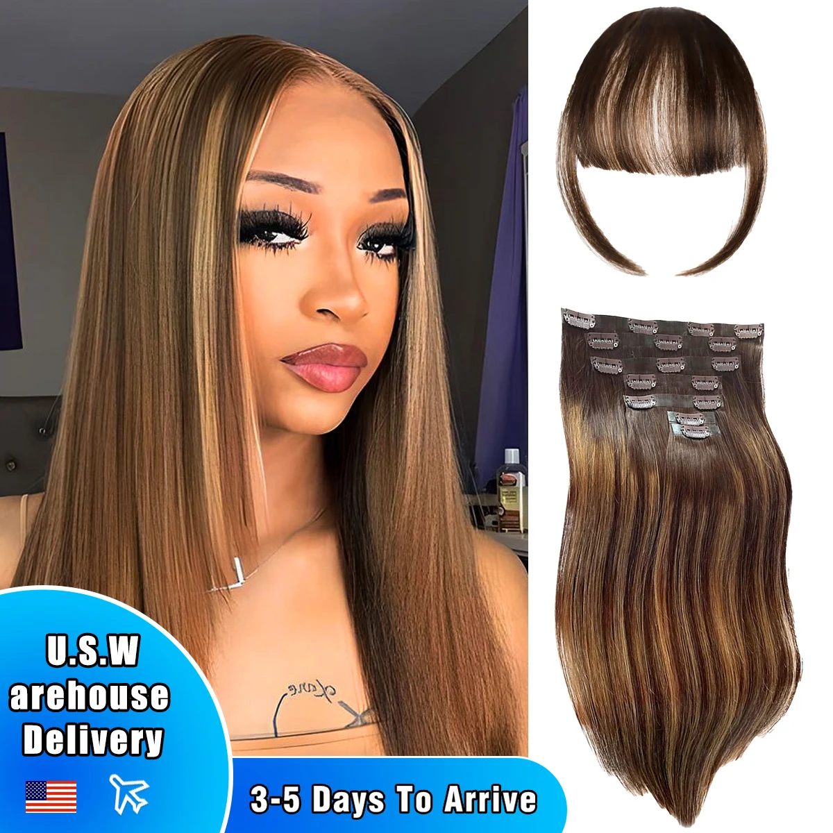 

# 4/27 Highlight Clip In Hair Extensions 140 г/компл. 100% волосы Remy, прямые заколки для волос на всю голову, человеческие волосы, светлый коричневый цвет