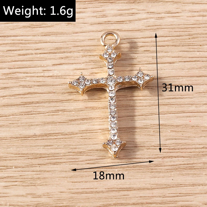 10pcs 18x31mm Fashion Crystal Cross Charms Pendants for Jewelry Making Drop Earrings Necklace Keychains Handmade Crafts Supplies