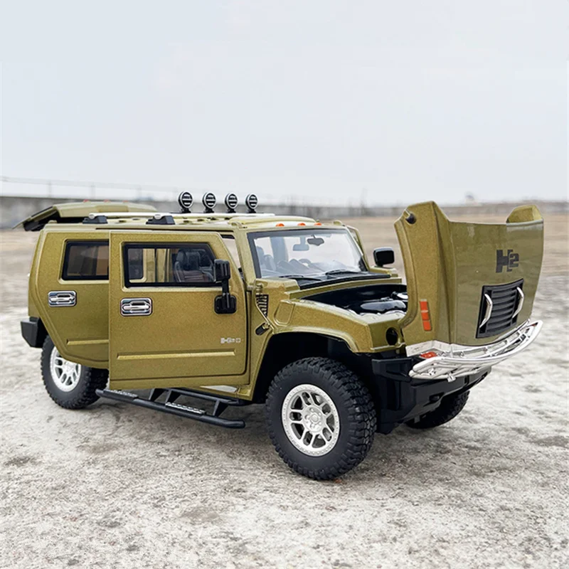 

1/24 HUMMER H2 Alloy Car Model Diecast Metal Toy Off-road Vehicles Car Model Simulation Sound and Light Collection Children Gift