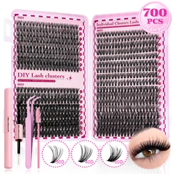 700PCS-30D/40D/50D 80D DIY Eyelash Extension Kit Mixed Length 9-16mm, D-Curl Eyelashes for DIY and Various Festive Celebrations