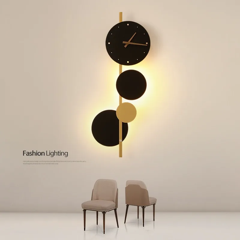 Bedhead wall lamp Nordic minimalist livingroom bedroom staircase clock lamp creative background wall minimalist lighting fixture