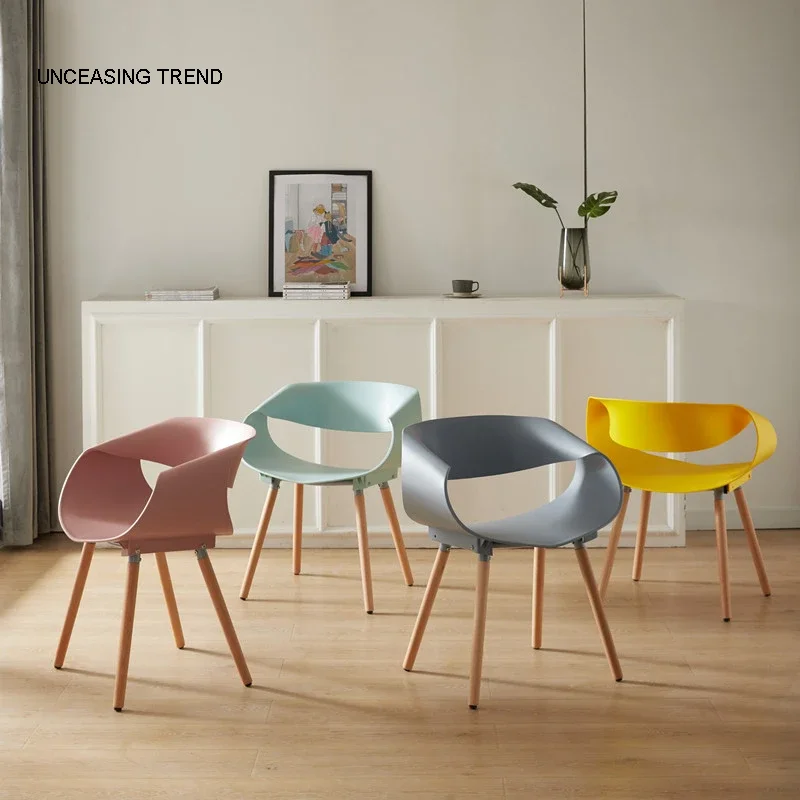 

Nordic plastic dining chair INS Restaurant backrest stool design cafe armchair Reception negotiation chair Modern furniture