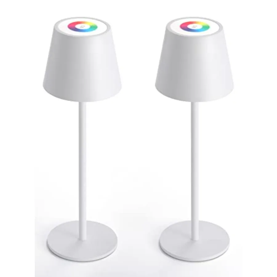 2 Pack RGB Cordless Table Lamp, 6600mWh Rechargeable Battery Desk Lamp, 3000K Stepless Dimming and Led Color Changing Night Lig
