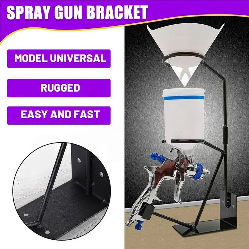 AB33-Feed Paint Holder Stand With Strainer, Silicone Funnel & 100 Micron Paint Filters For Auto & Hobby Paint Prep
