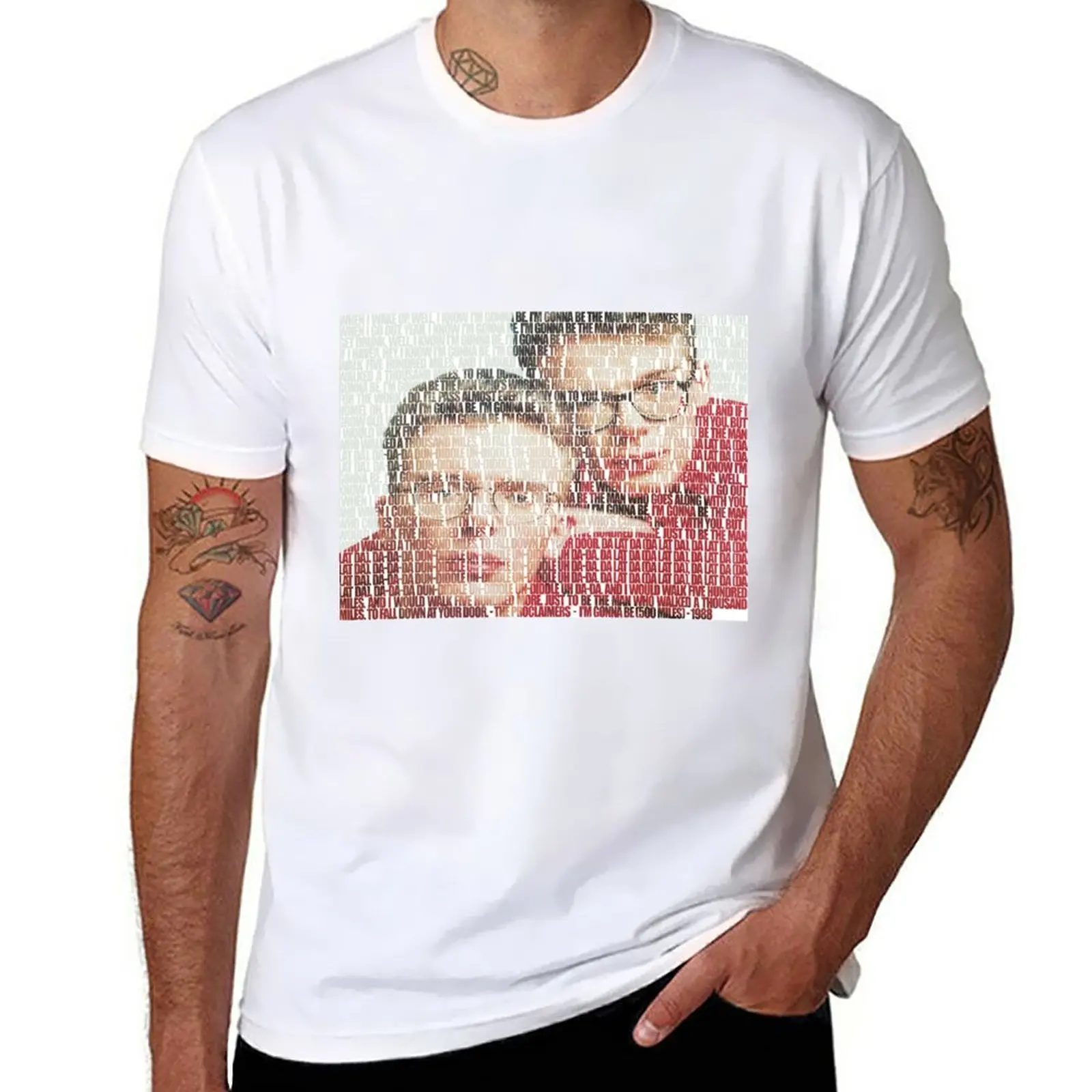 

New The proclaimers - I wanna be (500 miles) word art T-Shirt cute tops aesthetic clothes plus size tops mens t shirt