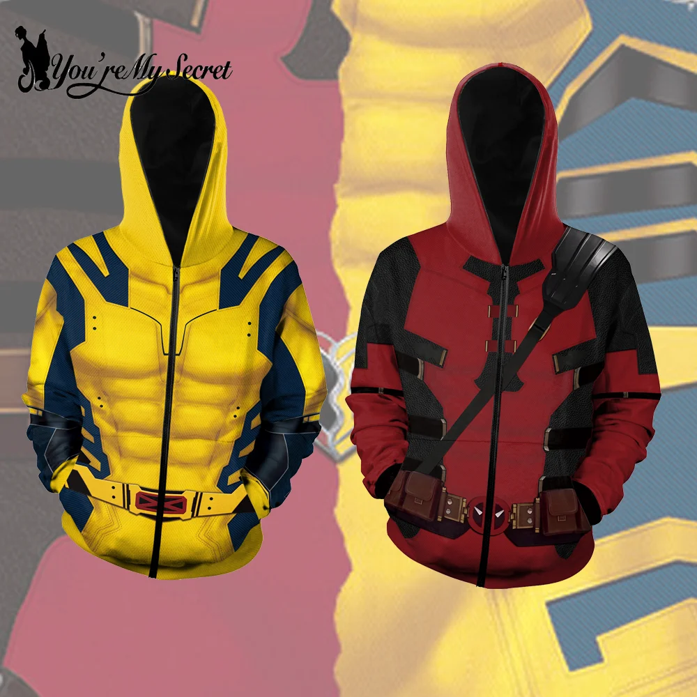 [You're My Secret] Deadpool 3 Wolverine Superhero Cosplay Zipper Hoodie Costume Halloween Zenti James Howlett Party Hoodie