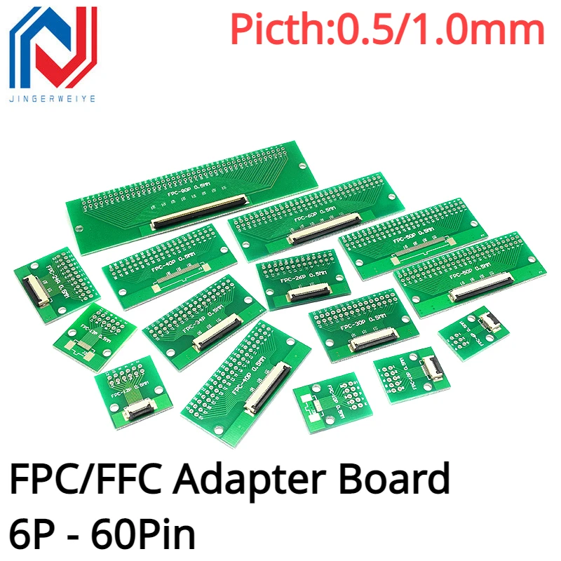 FPC/FFC محول المجلس 0.5/1.0 مللي متر لوحة نقل الكابلات المسطحة يتم إدراجها مباشرة لتقوم بها بنفسك تباعد موصل 6P/8P/10P/20P/30P/40P/60P