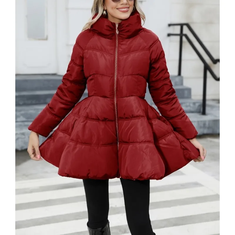 

Coat 2025 New Design Sense Slim Stand-up Collar Women's Medium and Long Thickened Waist Cotton Jacket