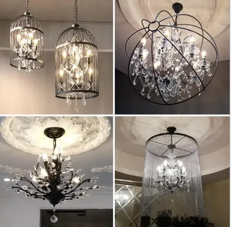 

Vintage Smoke Crystal Chandelier Lighting Orb Black Candle Chandeliers Pendant Hanging Ligh