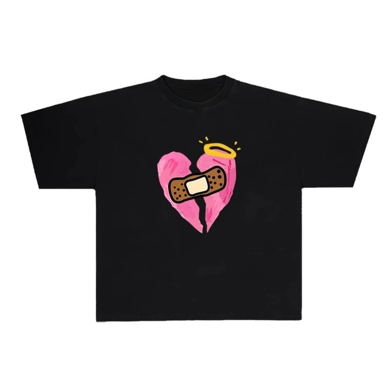 

DANKiMADE*25SS cotton versatile round-neck loose and trendy couple short-sleeved T-shirts, high-quality and comfortable