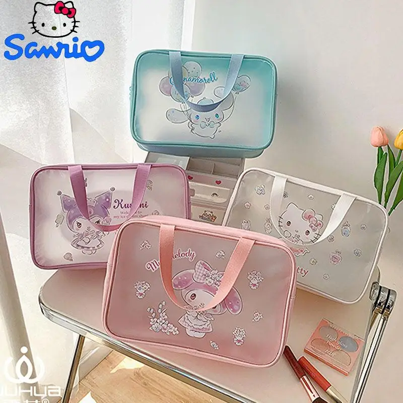 Borsa per il trucco Sanrio Kuromi Hello Kitty borsa per cosmetici MyMelody Cinnamoroll borsa da viaggio per donna ad alta capacità borsa portatile