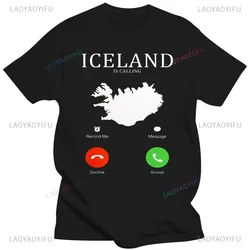 Iceland Is Calling Graphic Man's Tshirt Fashion Iceland :003 Printing Women's T-shirt Funny Streetwear Unisex Cotton T Shirt Tee