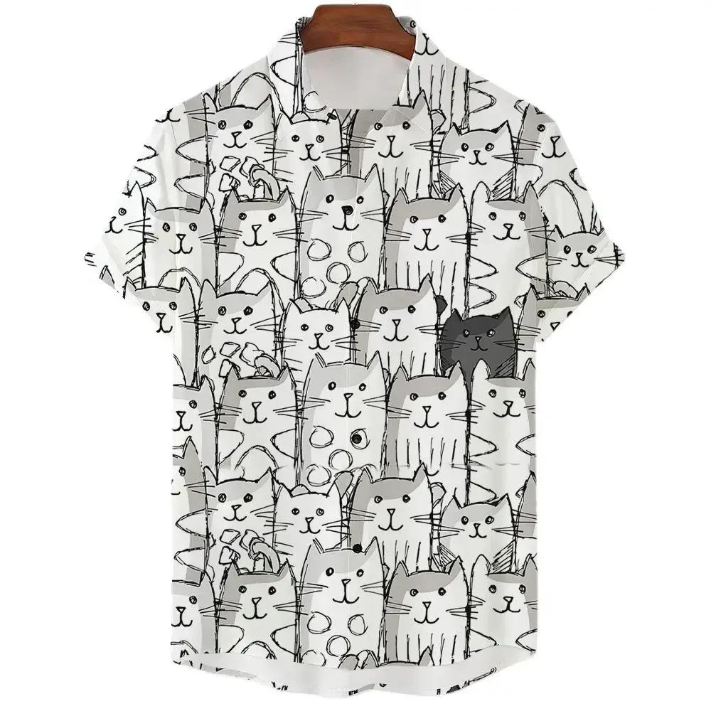 Fashion Men's Summer Hawaiian Shirt Light Color Animal Pattern 3D Printed Shirt Short Sleeve Outdoor Casual Business Top