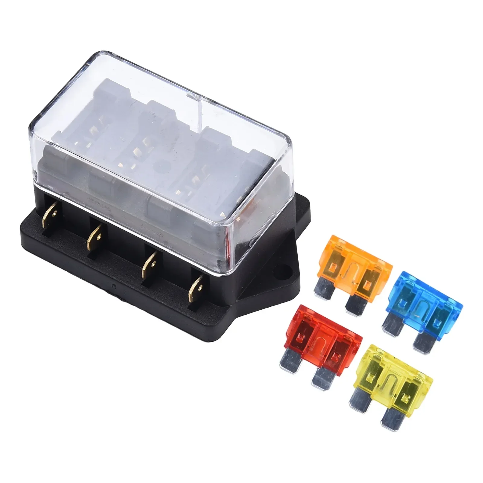 

4Pcs Car 4 Way Electrical Circuit Standard ATO Blade Fuse Box Block Holder 12V/24V Motri Insurance Mounting Fuse Box Parts