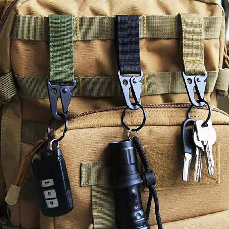 Men's Belt Multi-Function Outdoor Tactical Nylon Tactical Keychain Molle Key Holder Mountaineering Portable Eagle Hook