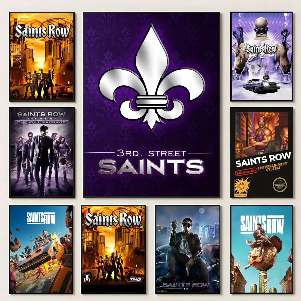Game Saints Row Poster Self‑Adhesive Waterproof PP Poster Coffee House Bar Wall Art Sticker Room Home Decor