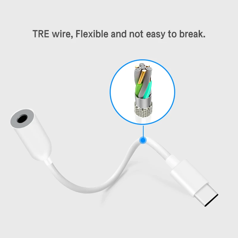 USB TypeC To 3.5mm Aux Adapter Type-c To 3.5mm Audio Cable Audio Cable Earphone Cable Android Universal Conversion Line