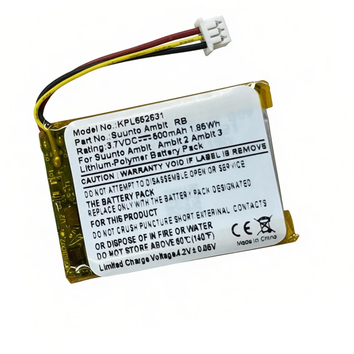 Original KPL652631 652631 3.7V 500mAh Battery For Smart Watch GPS Suunto Ambit 1,Ambit 2,Ambit 3,Ambit 2S,Traverse,Ambit 3 HR