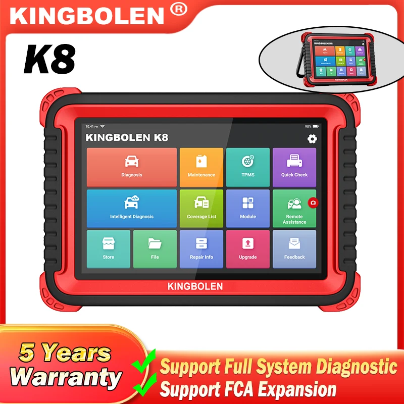 

KINGBOLEN K8 OBDII Car Automotive Diagnostic Tool OBD2 Scanner ECU Coding Active Test 28 Resets AF Reset 3 Years Free Update