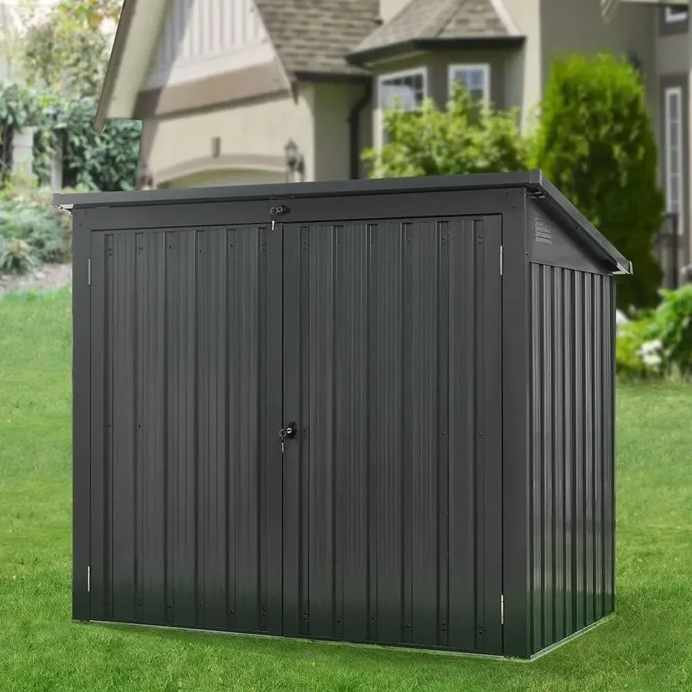 

# Outdoor Storage Shed For Trash And Recyclables, Pent Roof, Galvanized Steel, 2-Point Locking System, Stores 2 Trash Cans Shed