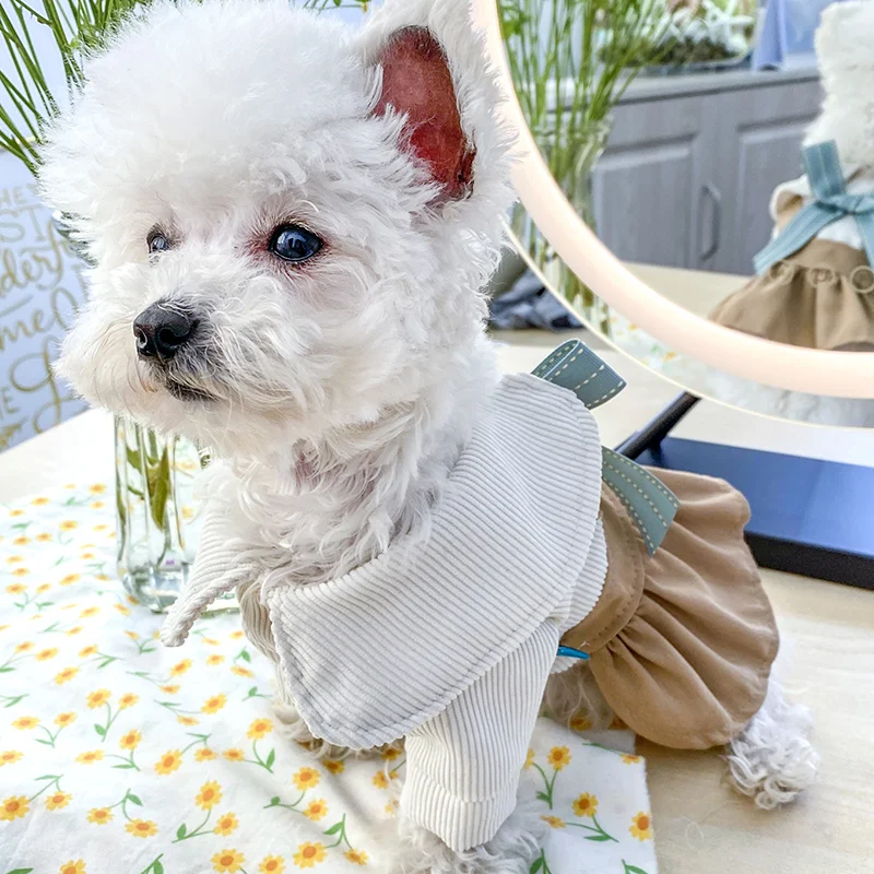 PETCIRCLE Dog Clothes Khaki Lady Strap Dress For Small Dog Puppy Pet Cat All seasons Pet Cute Costume Pet Clothes Dog Skirt Coat