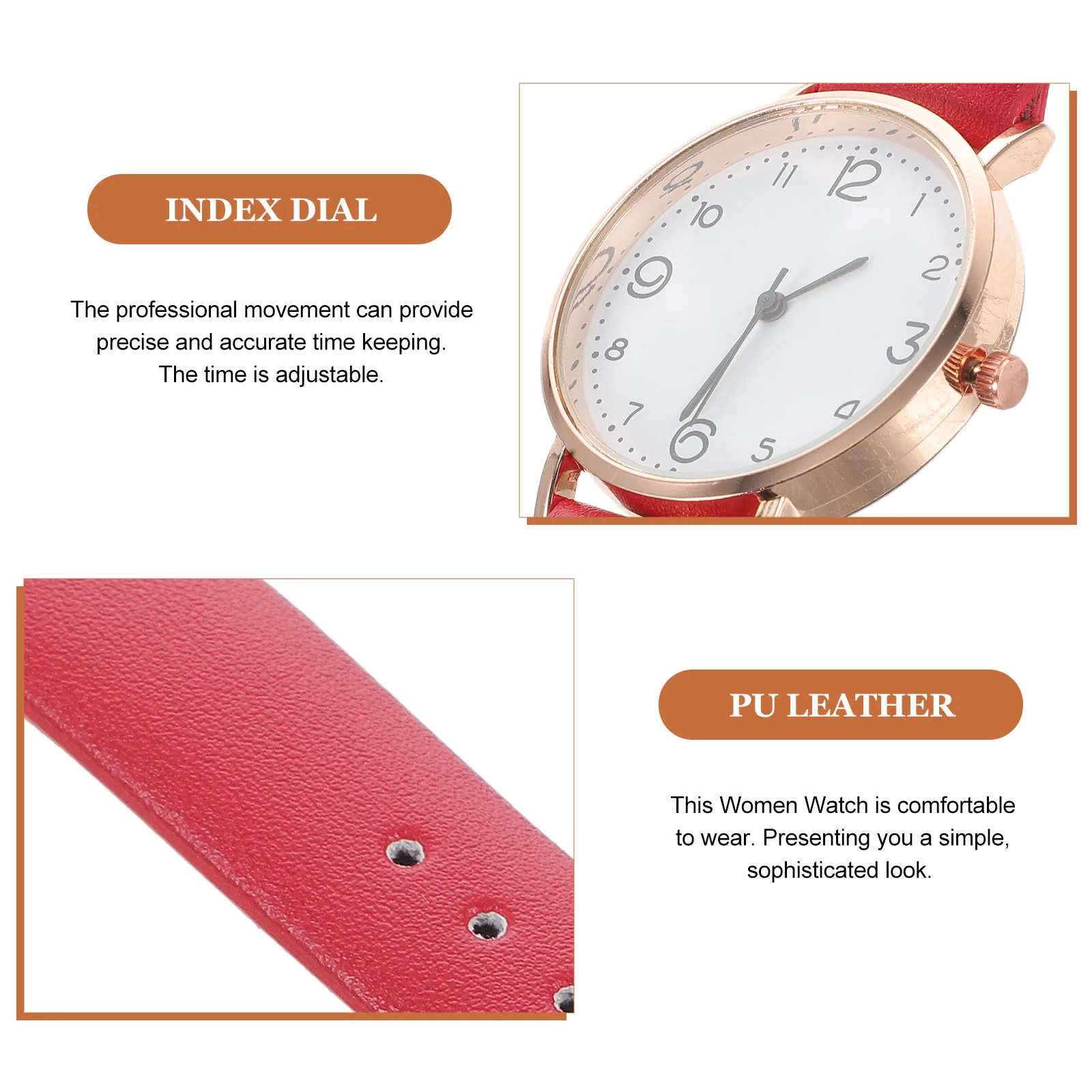 

Женские кварцевые часы, простой элегантный ремешок из искусственной кожи, прочные удобные наручные часы для женщин, модный подарок на каждый день