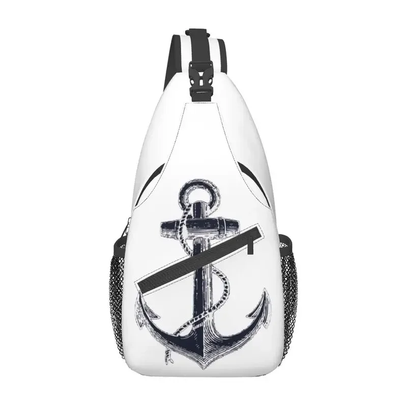 Nautical Anchor Sling Chest Bag Customized Sailor Adventure Crossbody Shoulder Backpack for Men Cycling Camping Daypack