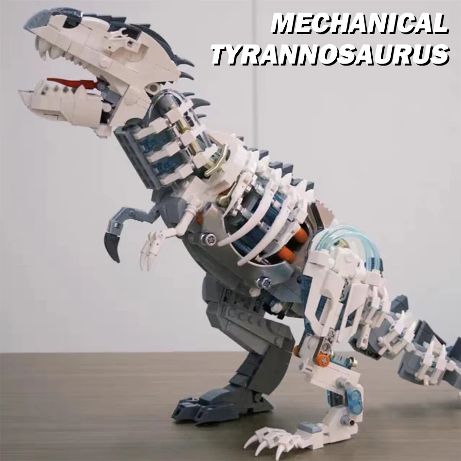 

MOC City Механические строительные блоки тираннозавра Набор с подсветкой Меха Динозавр Сборочные фигурки Кирпичи Игрушка для детей и взрослых Gif