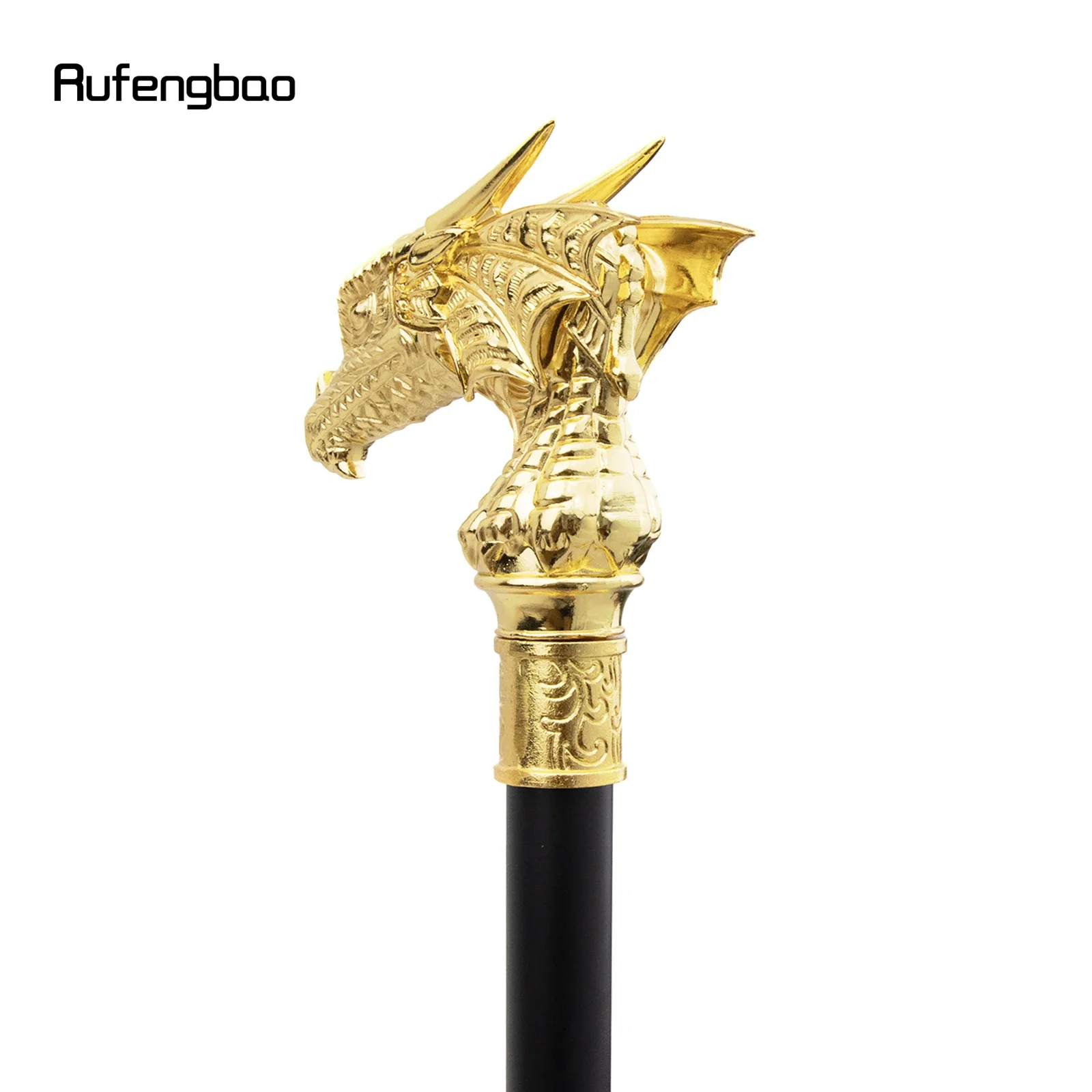 Golden Dragon Head Walking Cane, Bastão Decorativo para Cavalheiros, Botão de Crochet de Cosplay Elegante, Moda de Luxo, 93cm