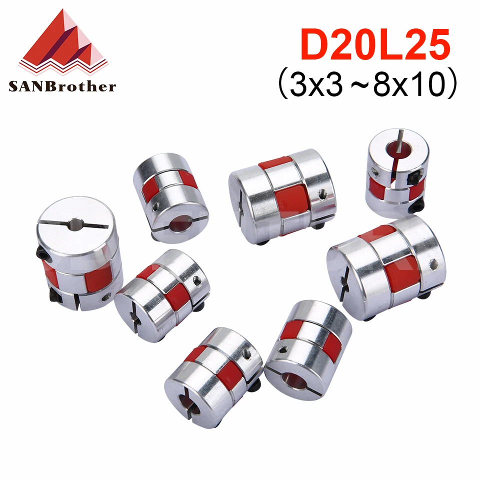 

D20L25 Паук Гибкая муфта мотора алюминиевая Гибкая муфта 5x8 мм 3 мм 4 мм 5 мм 6 мм 6,35 мм 7 мм 10 мм детали для 3D-принтера