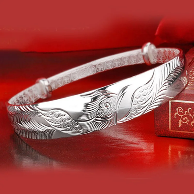 925 Sterling Silver Phoenix Bangle Bracelets For Women Luxury Gift Female Jewelry Wholesale Accessories Free Shipping Jewellery