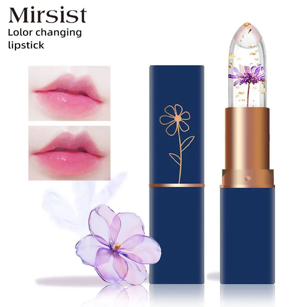 Temperature Color Changing Crystal Flower Jelly Lipstick Long Lasting Moisturizing Non-Stick Gloss For Lips
