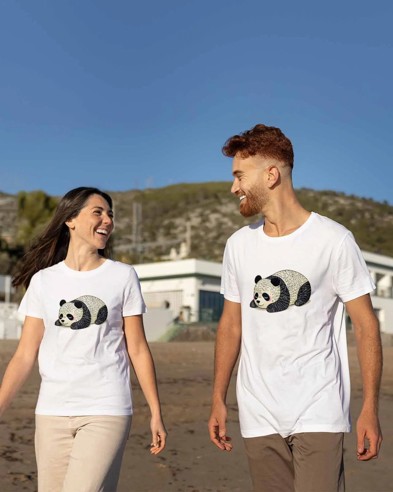 Clip Art Panda Couple T Shirt Lovers Short Sleeve O Neck Loose Tshirt Fashion Woman Man Tee Shirt