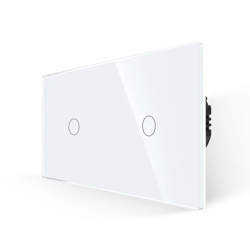 Bingoelec Double Light Switches Touch Sensor Wall Switch Glass 2Gang 2Way Interruptor Switches Dark Blacklight 300W/Gang