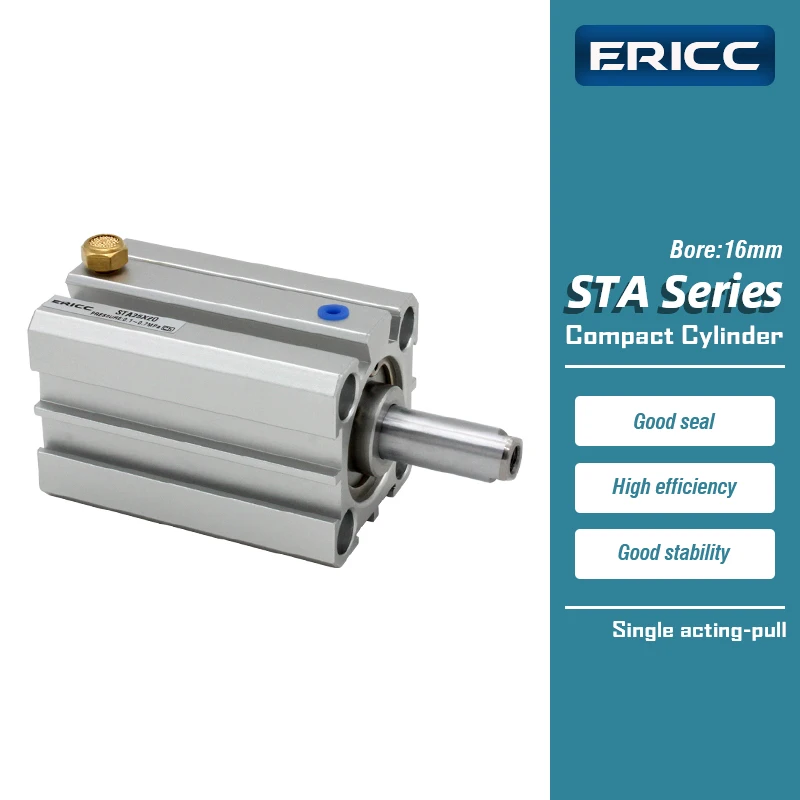 STA16 series Compact cylinder single acting-pull Spring extension bore 16 stroke 5~50mm STA12X5 STA12X10-S-B